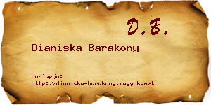 Dianiska Barakony névjegykártya